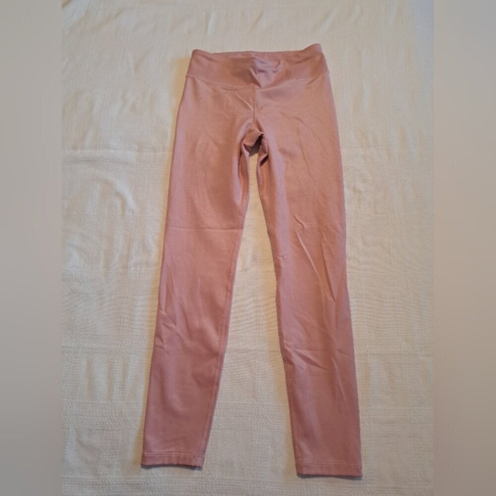 Athleta girls size XL or 14 pink sparkly fabric full length leggings EUC